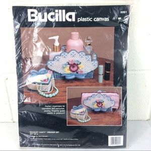 Vintage 1990 Plastic Canvas Kit SEALED 2 piece Vanity Set